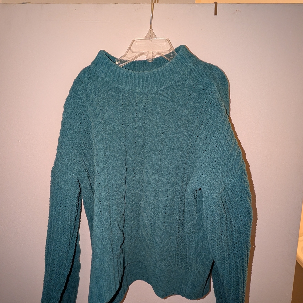 Cable Knit Teal Girl's Sweater